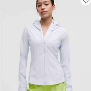 Lulu Mist Over Windbreaker White Hooded Zip-Up Jacket